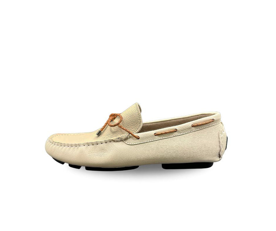 Cream Leather Driving Shoes