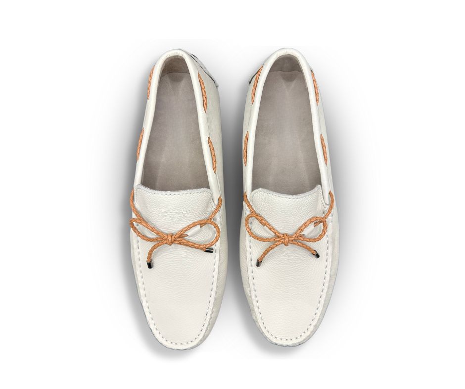 Cream Leather Driving Shoes