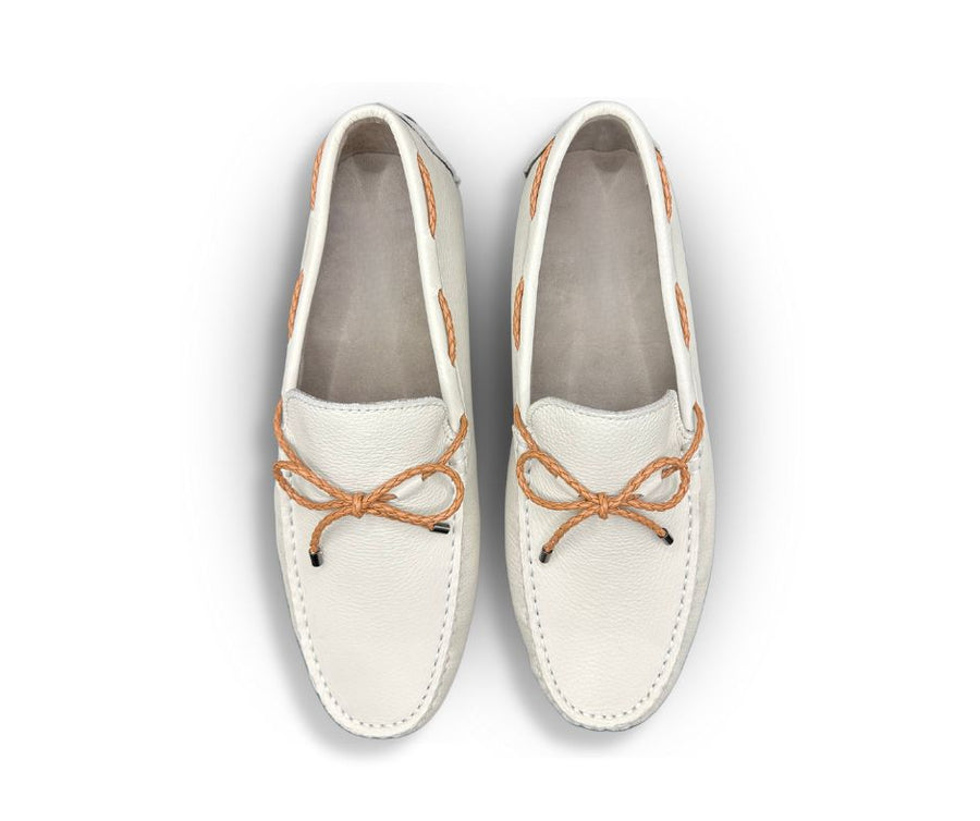 Cream Leather Driving Shoes