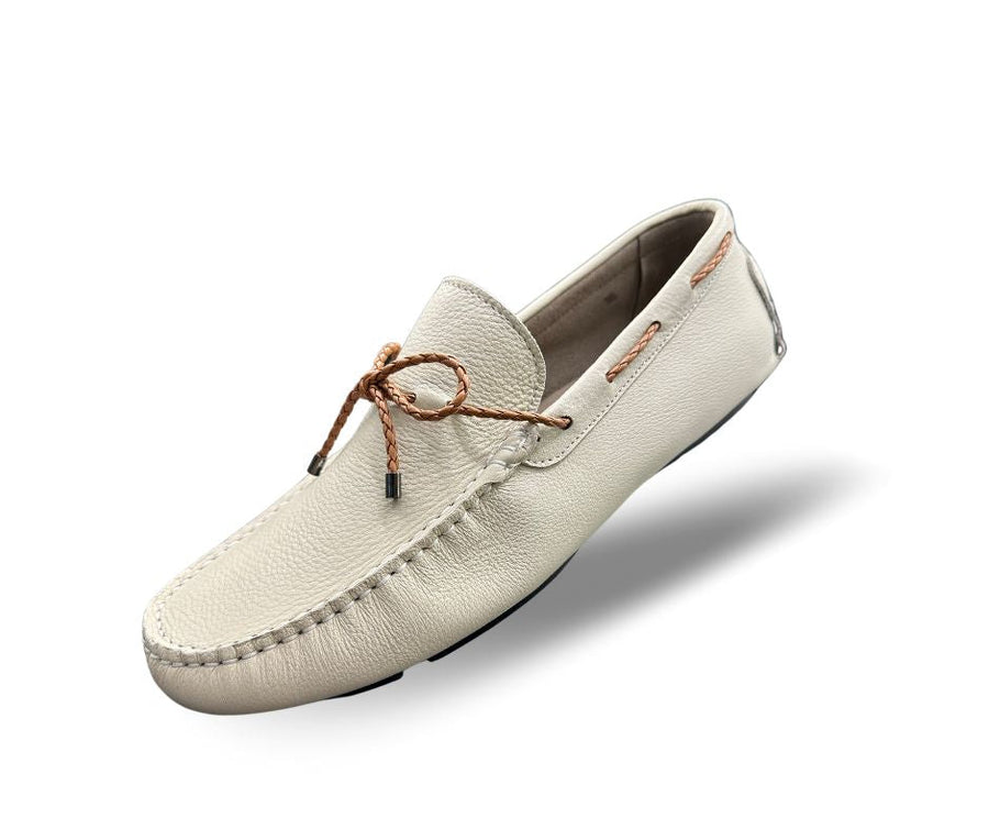 Cream Leather Driving Shoes