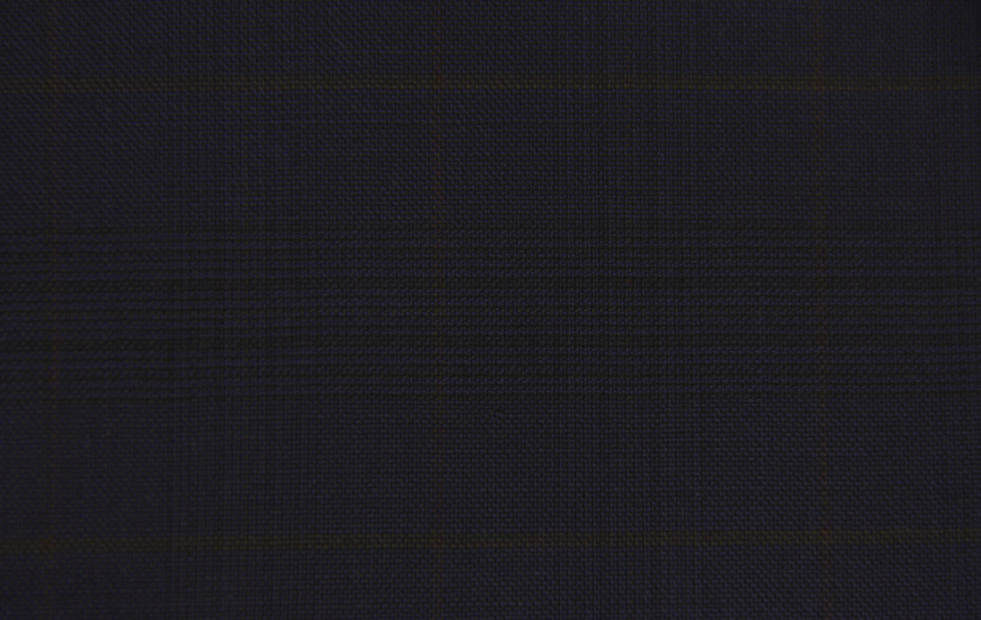 Cerruti Nobility 150's AAAAA (Navy with Citrus Check)