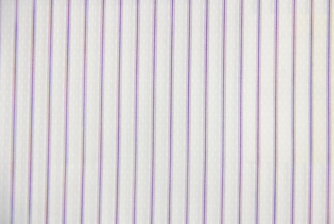 Ermenegildo Zegna Popeline Shirt (White w/ Purple Stripe)