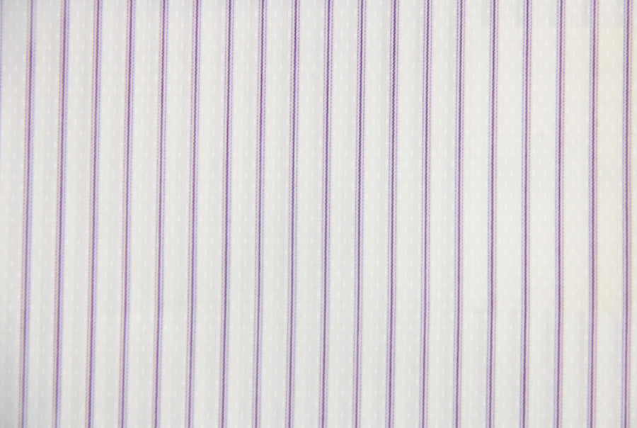 Ermenegildo Zegna Popeline Shirt (White w/ Purple Stripe)