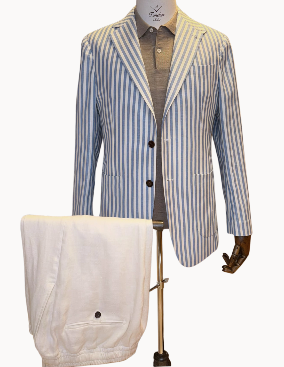 Sergio Benetti Linen Wool Jacket with Napoli Shoulder and Natural Horn Buttons