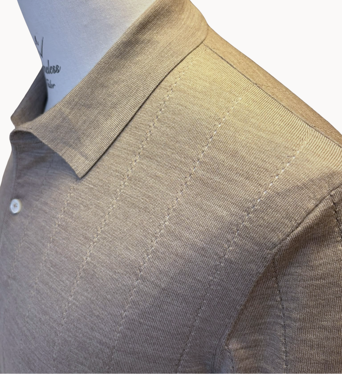Pure 100S Mercerized Wool Polo Shirt (16.02 Microns) with Mother of Pearl Embroidery Buttons