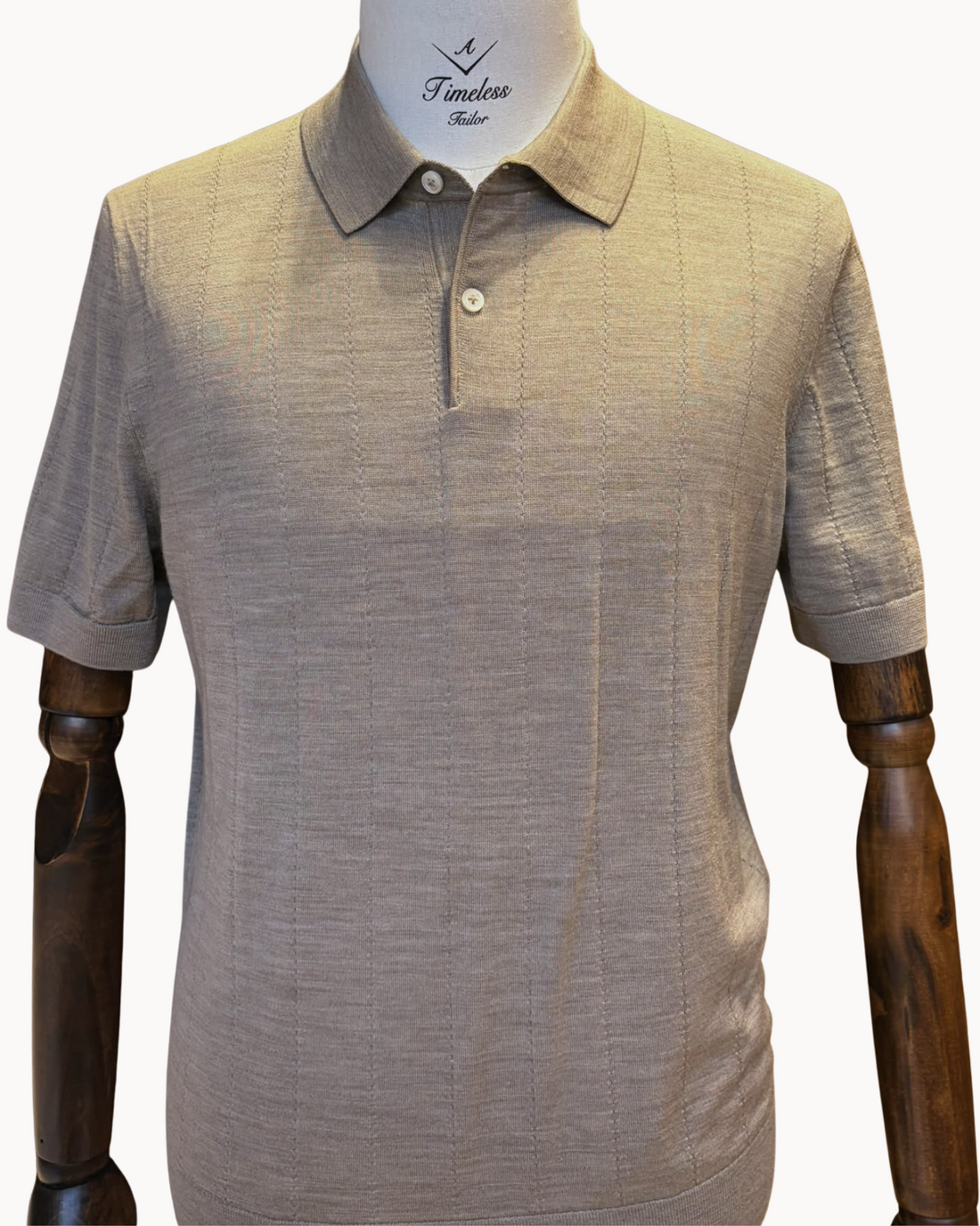 Pure 100S Mercerized Wool Polo Shirt (16.02 Microns) with Mother of Pearl Embroidery Buttons