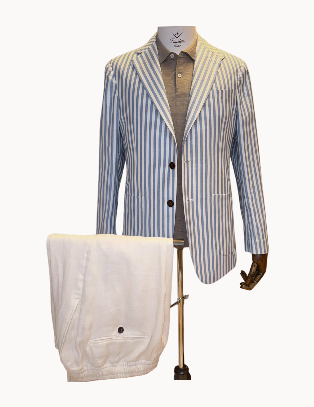 Sergio Benetti Linen Wool Jacket with Napoli Shoulder and Natural Horn Buttons