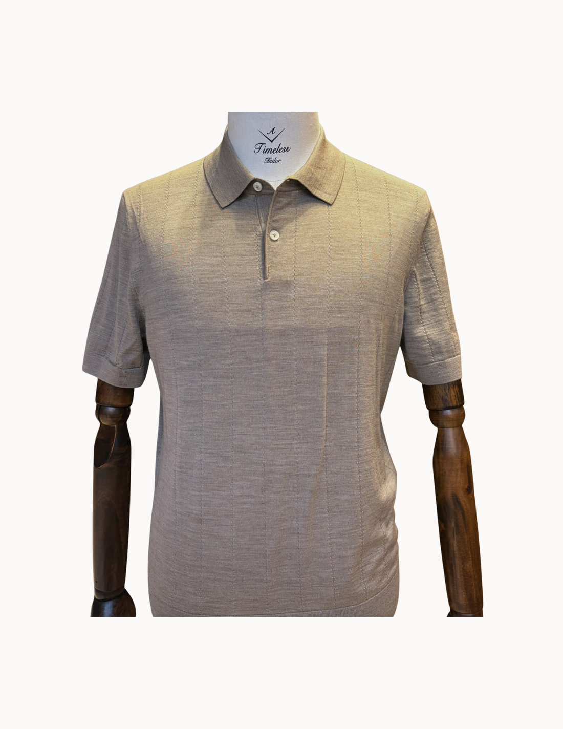 Pure 100S Mercerized Wool Polo Shirt (16.02 Microns) with Mother of Pearl Embroidery Buttons