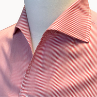 Pure Cotton White and Red Candy Stripe Shirt with Mother of Pearl Buttons