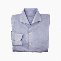 One Piece Collar Linen Shirt (Blue Tone)