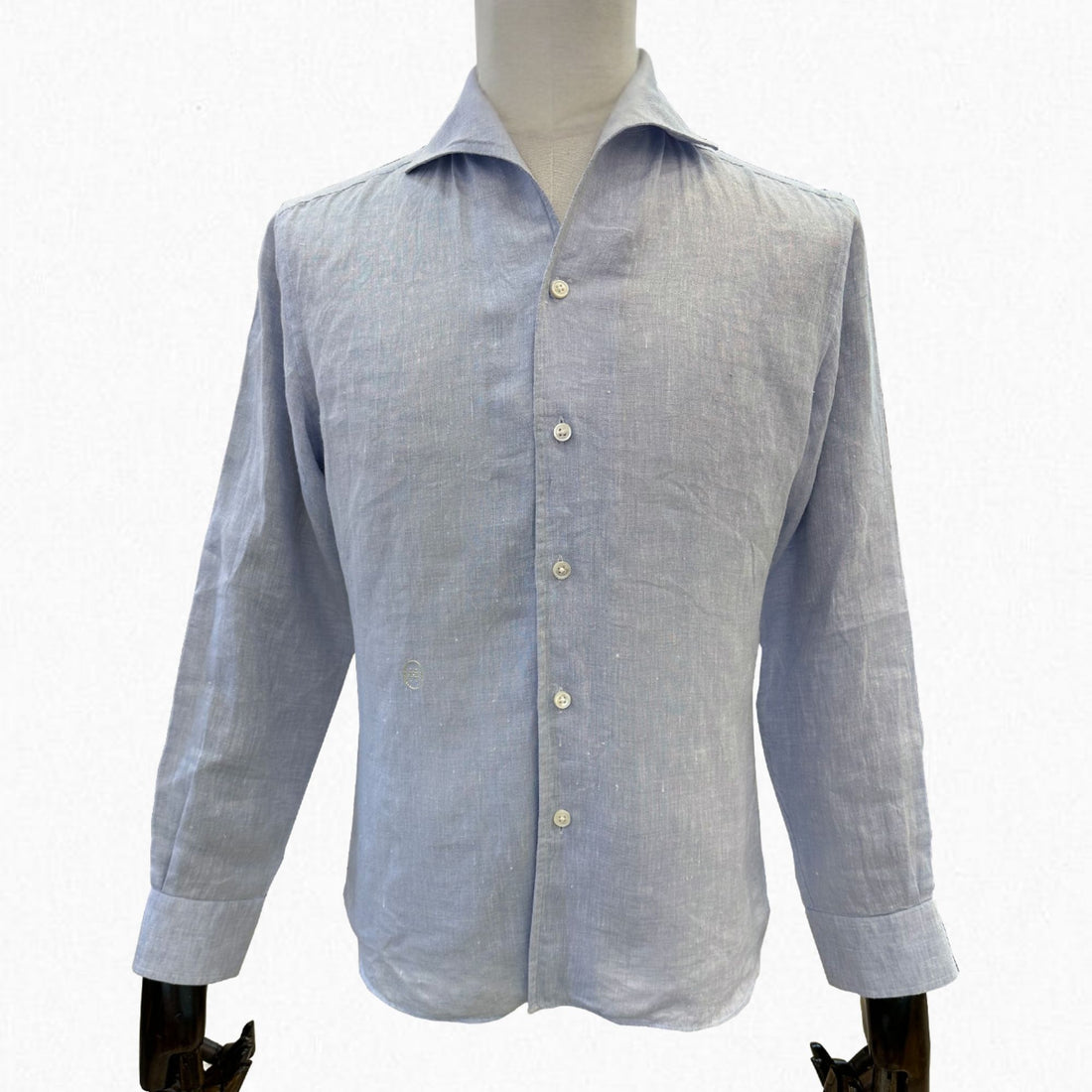 One Piece Collar Linen Shirt (Blue Tone)