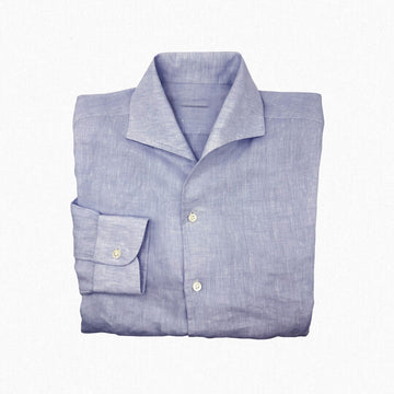 One Piece Collar Linen Shirt (Blue Tone)