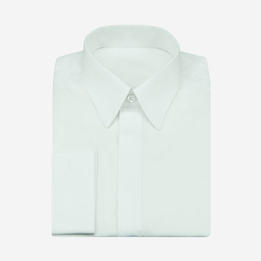 Solid White Shirt w/ hidden placket