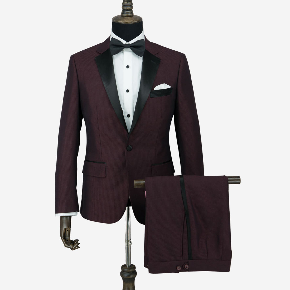 Burgundy Notch Lapel Tuxedo