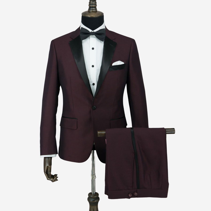 Burgundy Notch Lapel Tuxedo