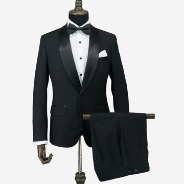 Plain Black Shawl Lapel Tuxedo