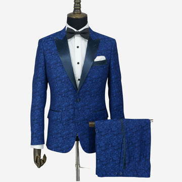 Blue Camouflage Peak Lapel Tuxedo