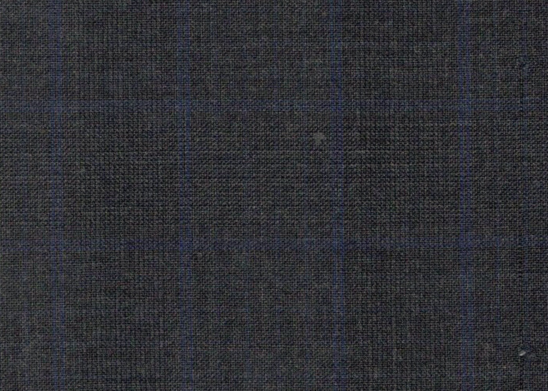 Vitale Barberis Canonico Perennial Super 110's - Dark Grey Check w/ Blue Windowpane